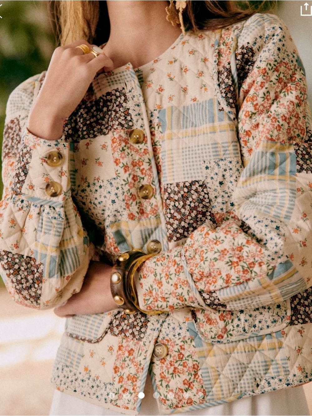 Sezane Jesper Jacket In Floral Patchwork